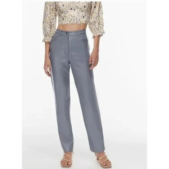 Aritzia Pants - Wilfred Melina High Rise Faux Leather Pant Ardoise‎ Grey Size 10
